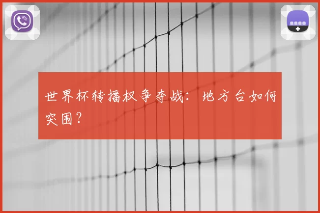 世界杯转播权争夺战:地方台如何突围?